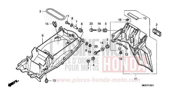 REAR FENDER (CBF600S8/SA8/N8/NA8) for CBF600N ABS QUASAR SILVER METALLIC (NHA48) from 2008